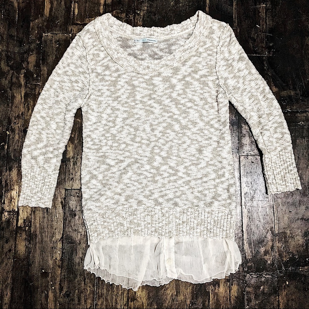 Maurices Tan White Knit Sweater